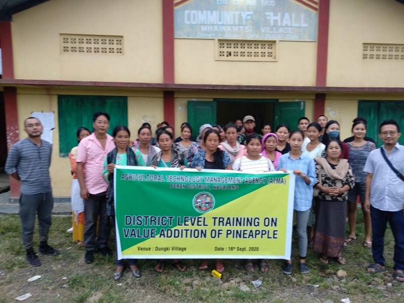 Participants with ATMA officials during the district level training on value addition of pineapple held at Dungki village under Peren Block on September 16. (Photo Courtesy: ATMA Peren)